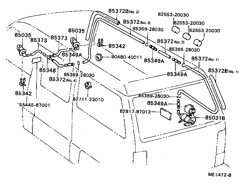 85332-87003 HOSE ASSY, WINDSHIELD WASHER product image
