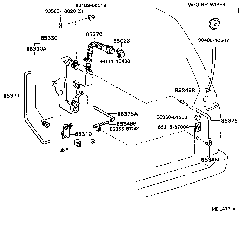 85332-87003 HOSE ASSY, WINDSHIELD WASHER product image
