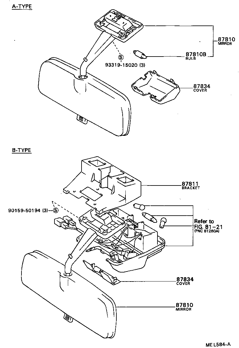 87941-87014 GASKET, OUTER REAR VIEW MIRROR, LH product image