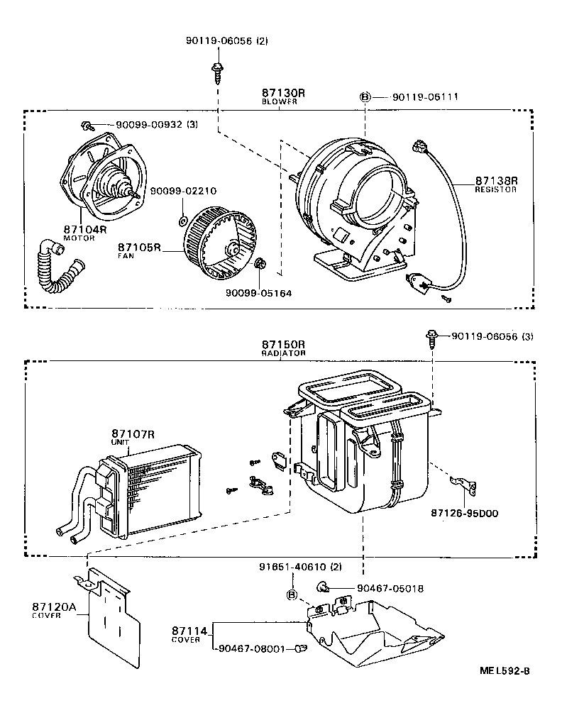 87130-87016 BLOWER ASSY, HEATER, FRONT product image