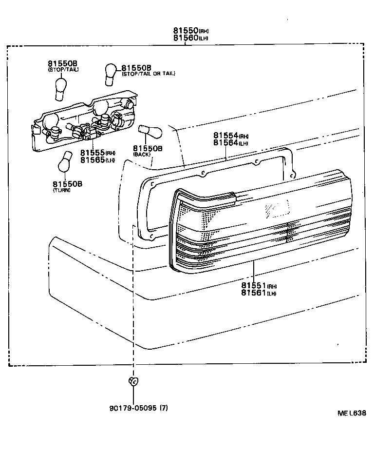 81550-22720 LAMP ASSY, REAR COMBINATION, RH product image