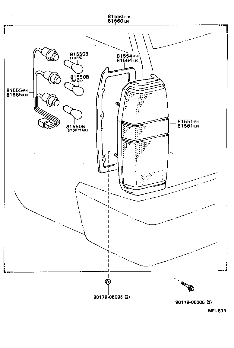81550-22720 LAMP ASSY, REAR COMBINATION, RH product image