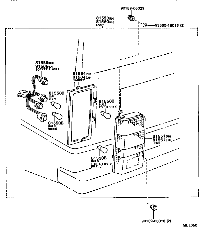 81550-87004 LAMP ASSY, REAR COMBINATION, RH product image