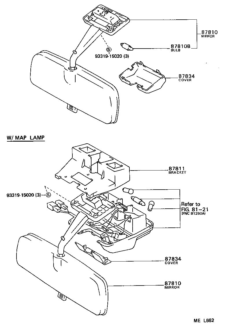 87801-87005-06 MIRROR ASSY, INNER REAR VIEW product image
