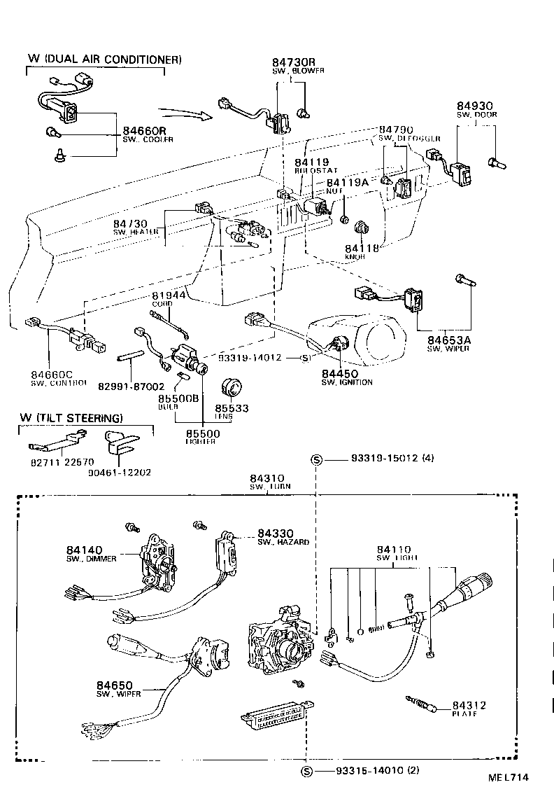 84140-24010 SWITCH ASSY, HEADLAMP DIMMER product image
