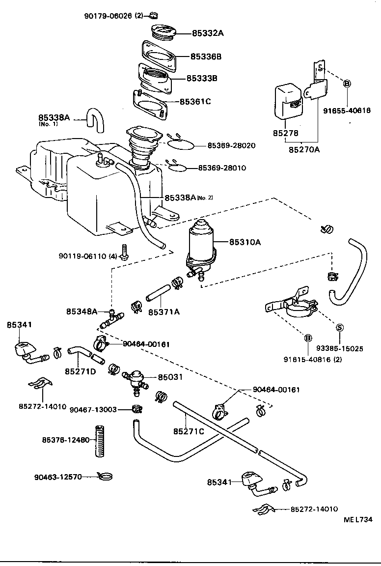 85343-95704 HOSE, HEADLAMP CLEANER, NO.5 product image