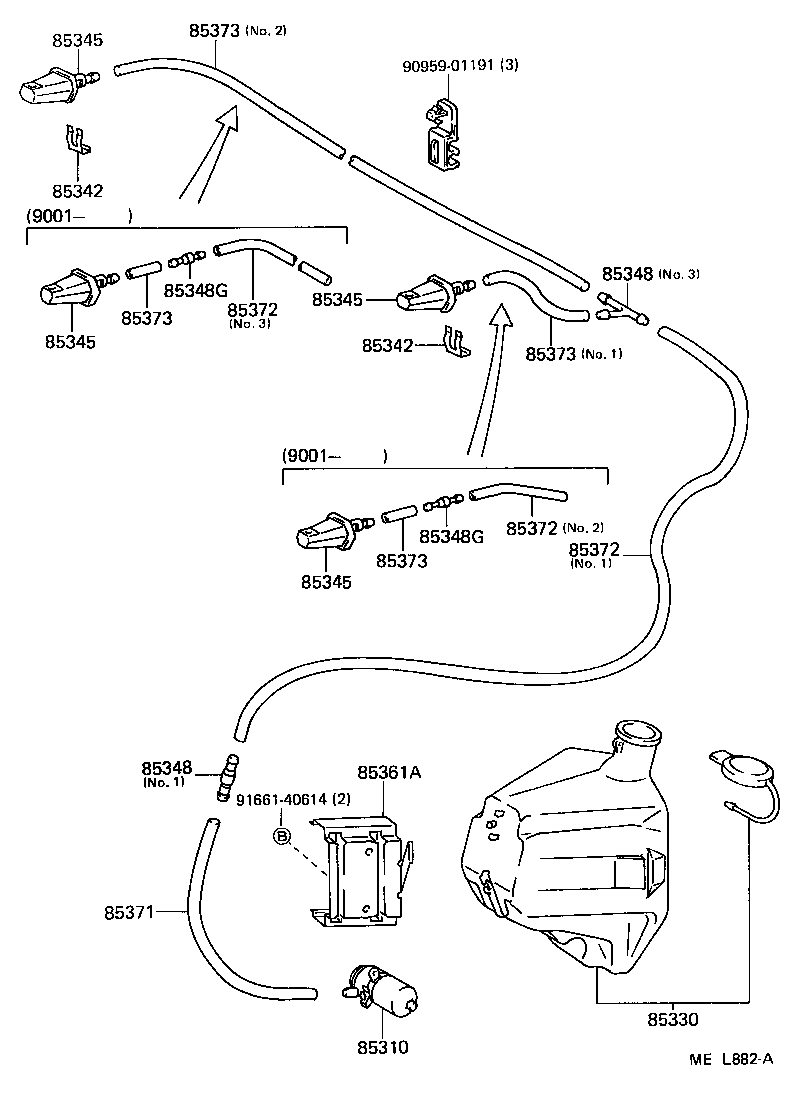 90099-33871 HOSE, WINDSHIELD WASHER, NO.1(FOR LEVEL GAGE) product image