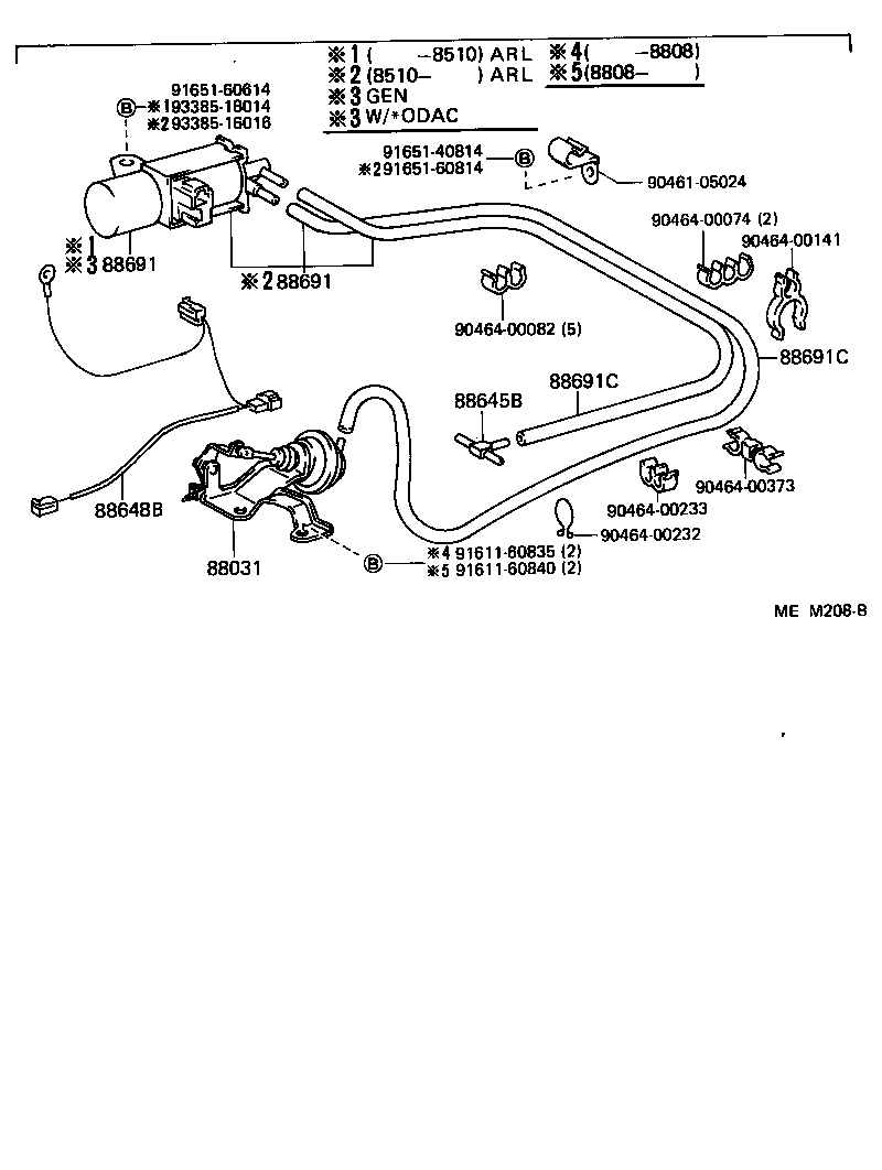 90445-08260 HOSE, VACUUM (FOR IDLE UP DEVICE), NO.1 product image