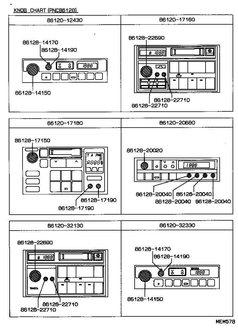 86128-17010 KNOB, RADIO RECEIVER SWITCH product image