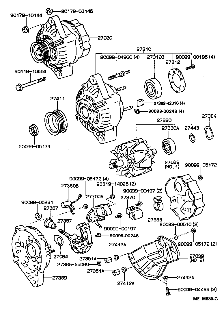 Toyota 27039-50080 COVER, ALTERNATOR REAR END