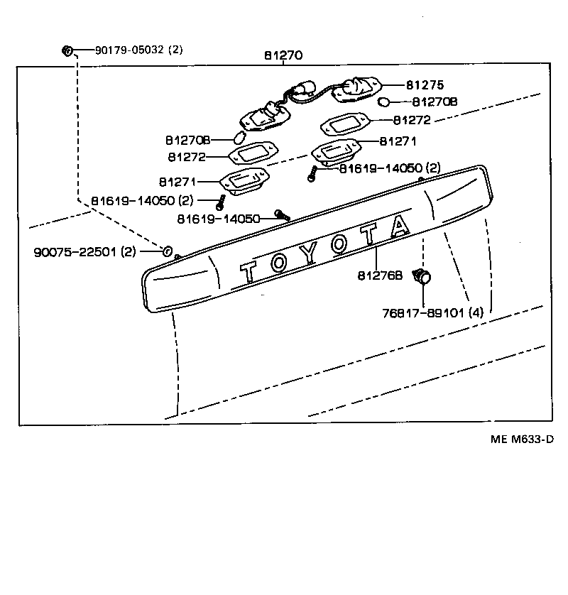 Toyota 81275-89133 SOCKET AND WIRE, LICENSE PLATE LAMP