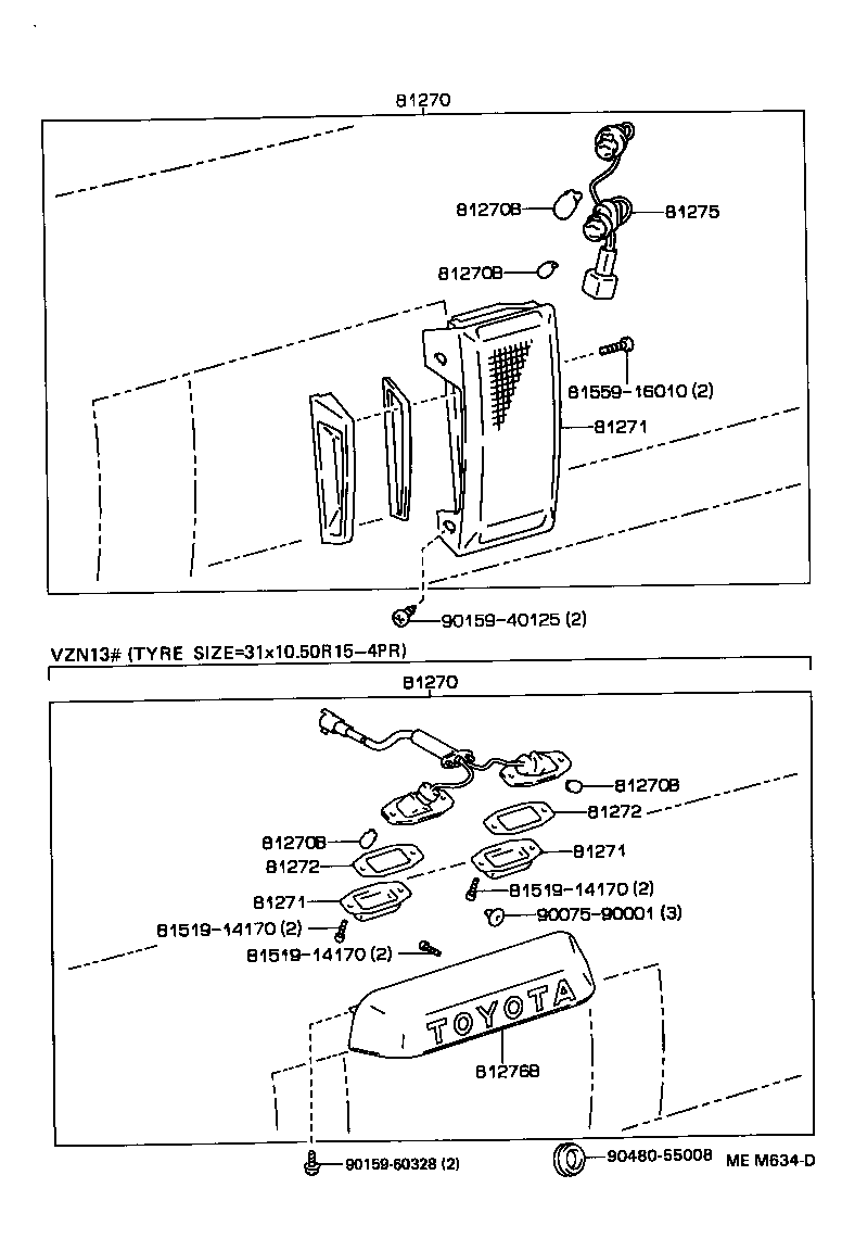 Toyota 81275-89130 SOCKET AND WIRE, LICENSE PLATE LAMP