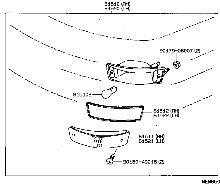 81510-80050 LAMP ASSY, FRONT TURN SIGNAL, RH product image