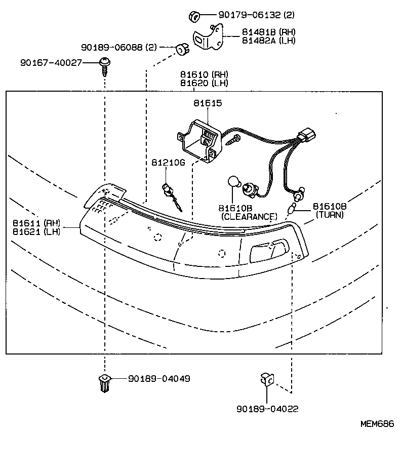 81620-12490 LAMP ASSY, PARKING & CLEARANCE, LH product image