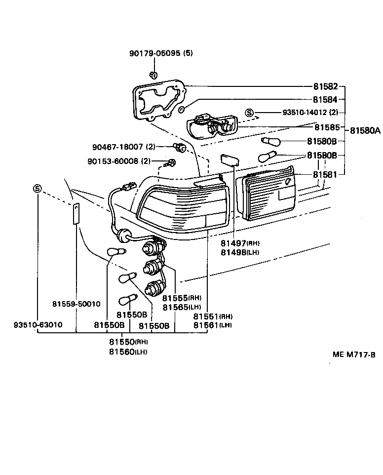 Toyota 81550-50010 LAMP ASSY, REAR COMBINATION, RH
