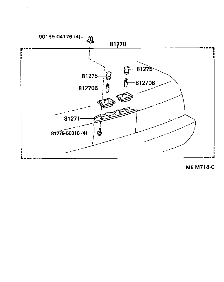 Toyota 81275-50010 SOCKET AND WIRE, LICENSE PLATE LAMP