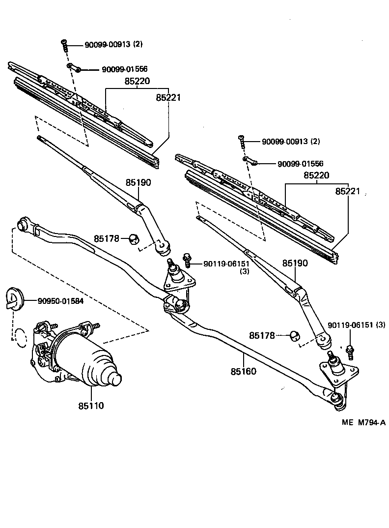 Toyota 85110-32270 MOTOR ASSY, WINDSHIELD WIPER