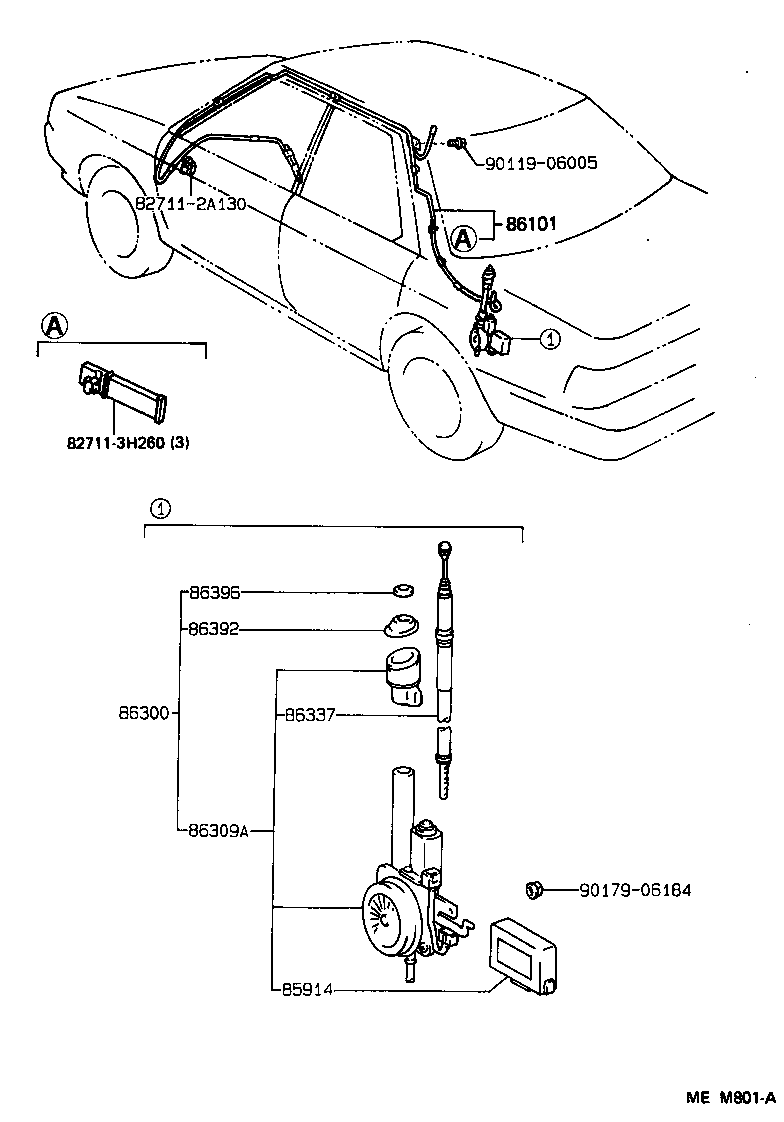 Toyota 86300-32200 ANTENNA ASSY, W/HOLDER