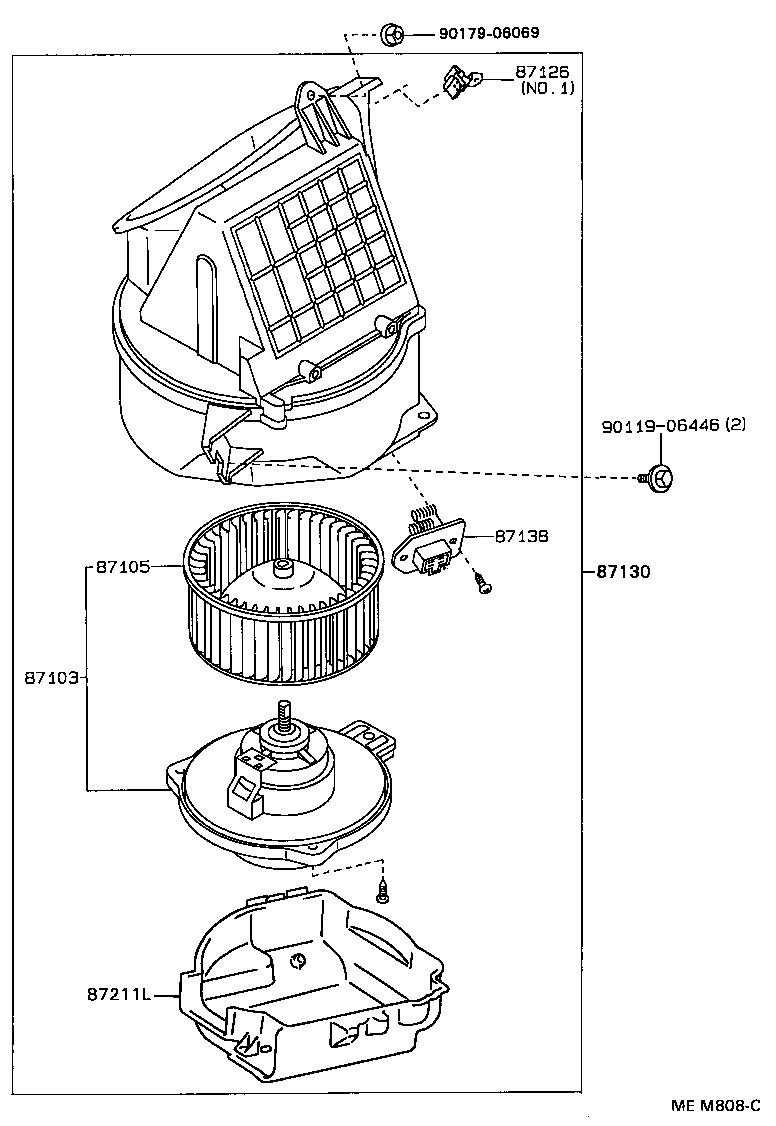 Toyota 87105-32010 FAN SUB-ASSY, HEATER BLOWER