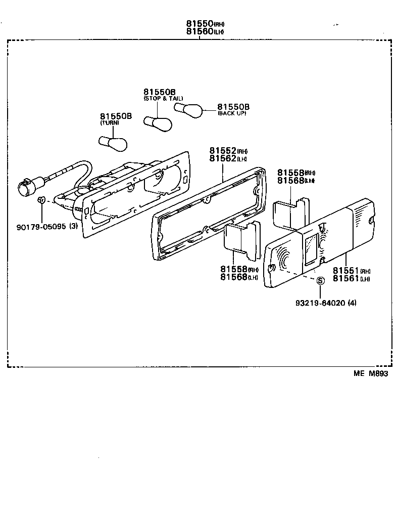 81550-89149 LAMP ASSY, REAR COMBINATION, RH product image