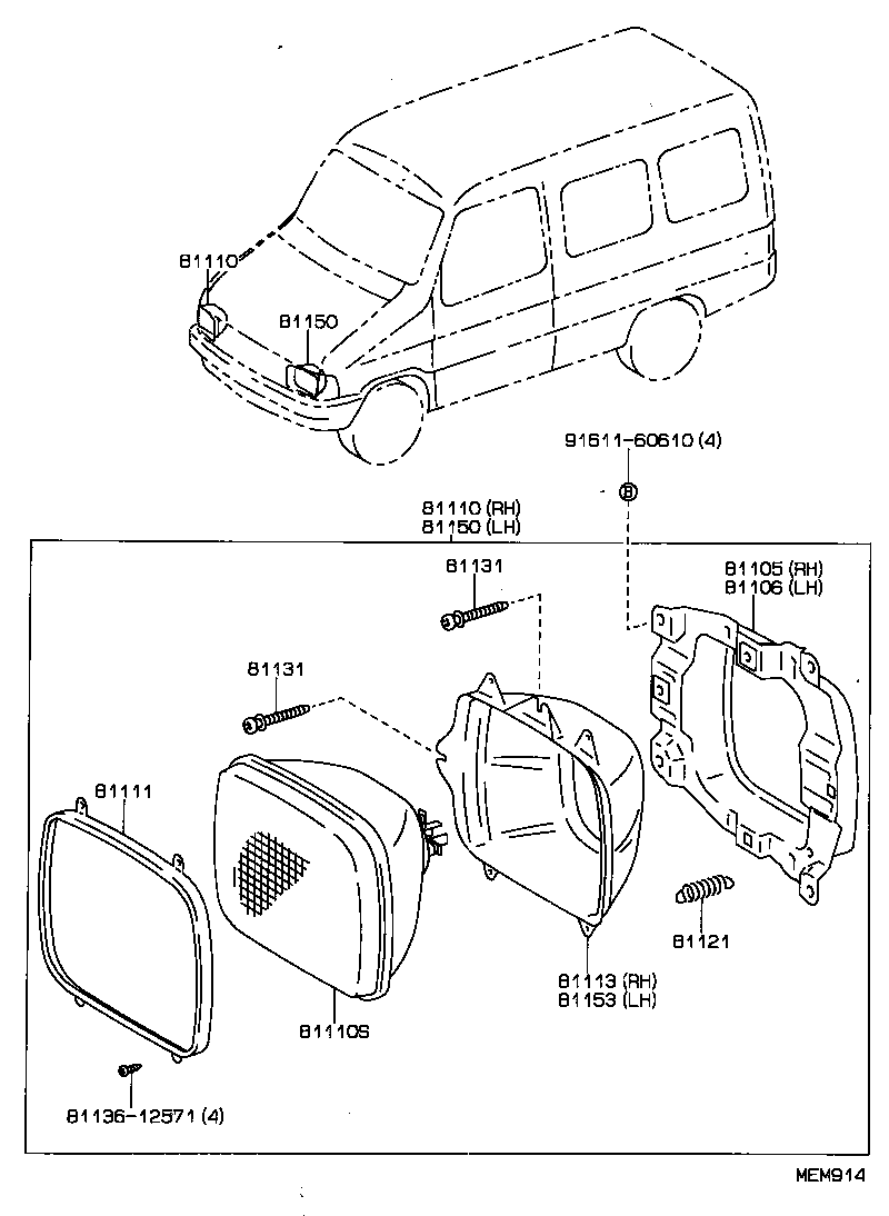 81150-90P80 HEADLAMP ASSY, LH product image