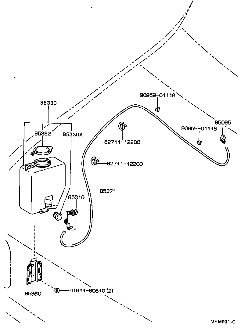 85374-90P80 HOSE, WINDSHIELD WASHER (FROM MOTOR TO JOINT) product image