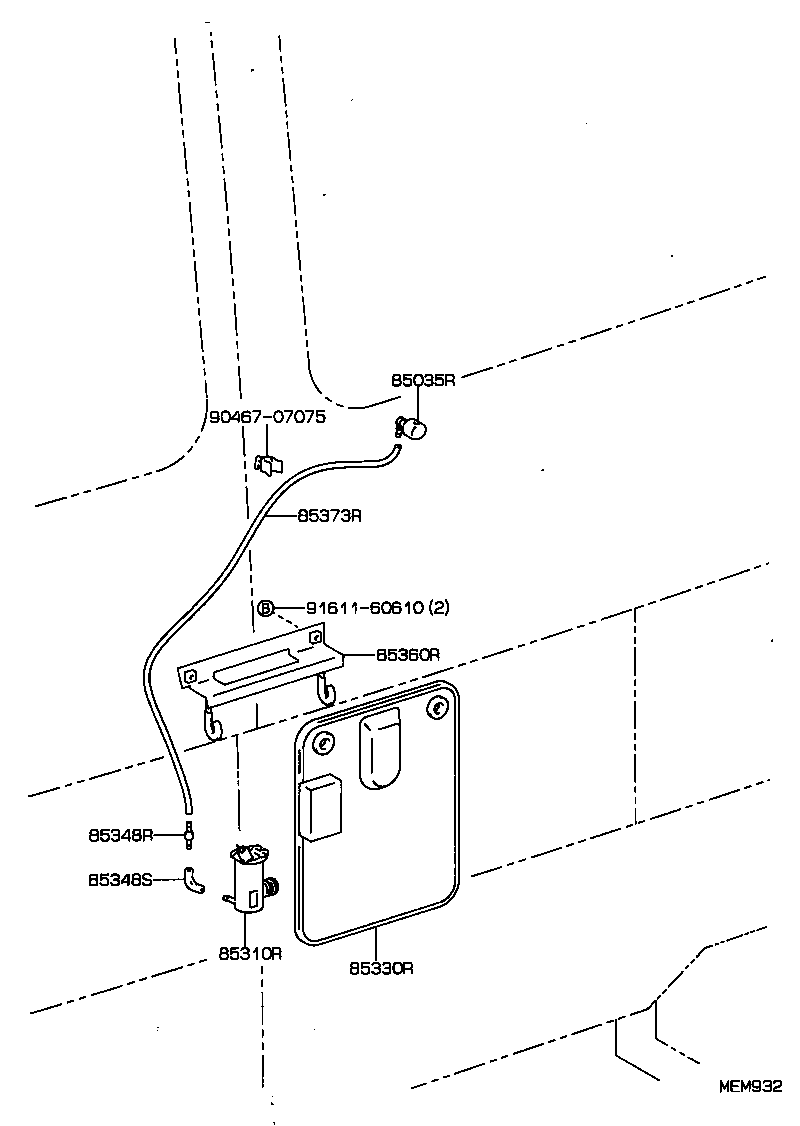 85330-90P80 JAR ASSY, REAR WASHER product image