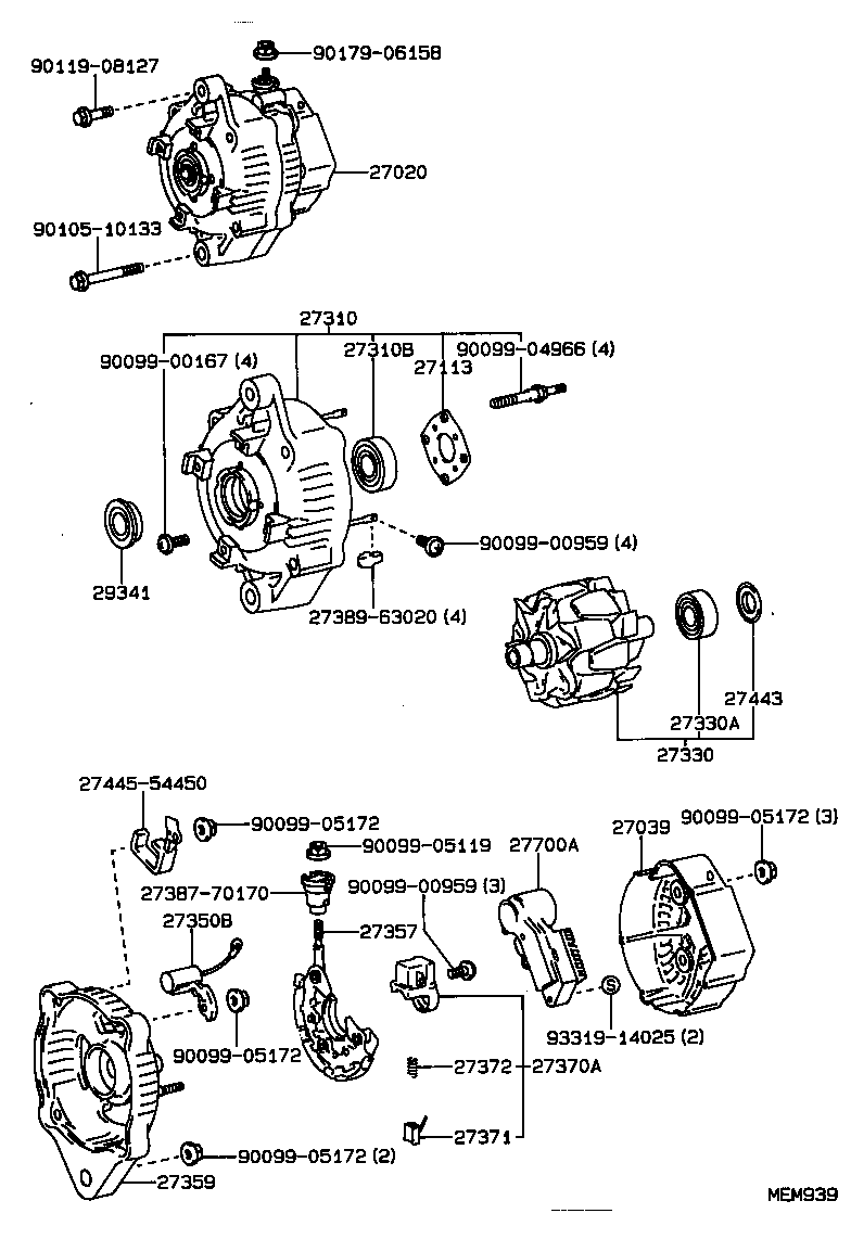 27060-70280 ALTERNATOR ASSY product image