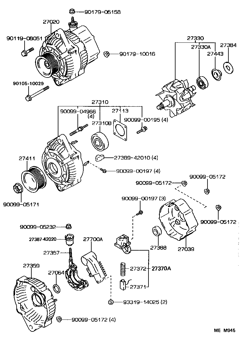 27060-70280 ALTERNATOR ASSY product image