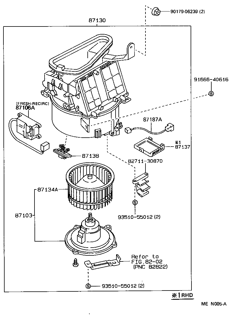 87103-30280 MOTOR SUB-ASSY, HEATER BLOWER, W/FAN product image