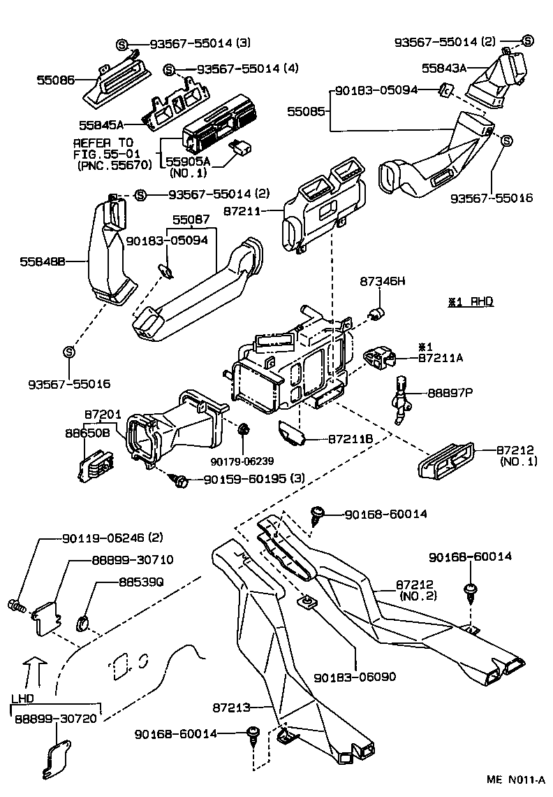 55086-30100 DUCT SUB-ASSY, HEATER TO REGISTER, NO.3 product image