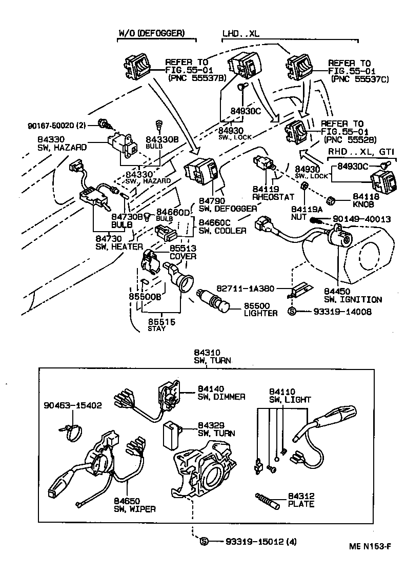 84820-12080 MASTER SWITCH ASSY, POWER WINDOW REGULATOR product image
