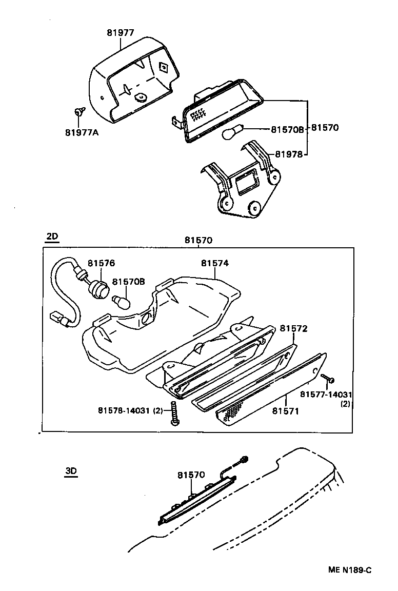 81570-12130 LAMP ASSY, CENTER STOP product image