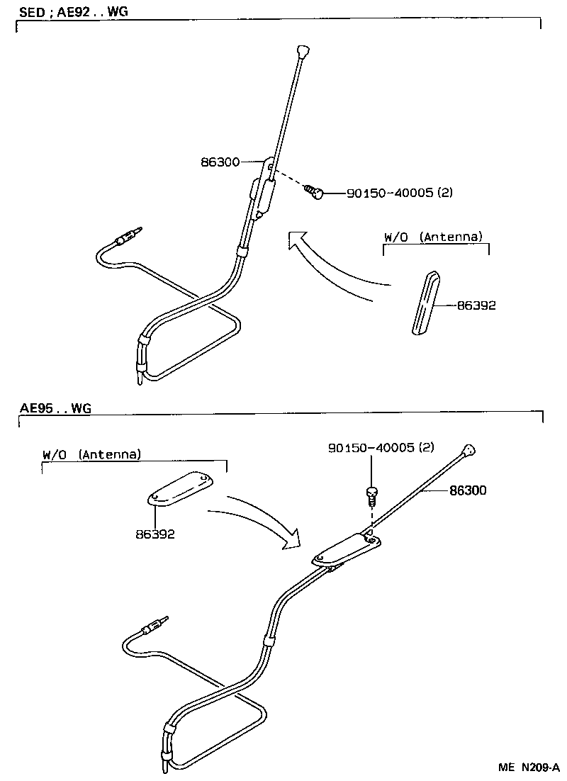 Toyota 86300-12380 ANTENNA ASSY, W/HOLDER