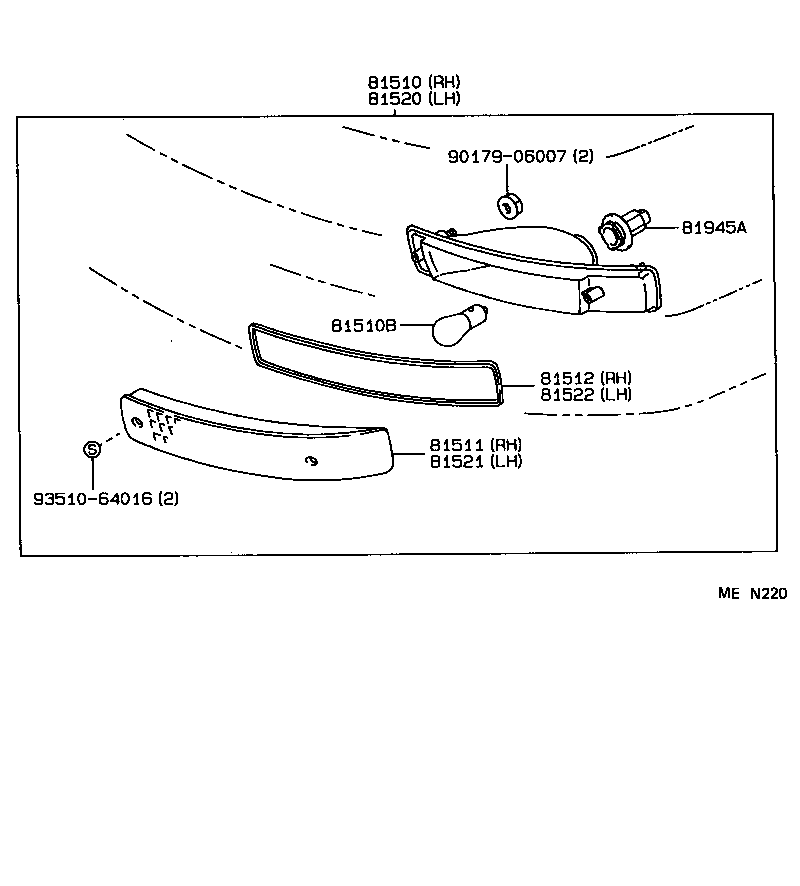 81510-80069 LAMP ASSY, FRONT TURN SIGNAL, RH product image