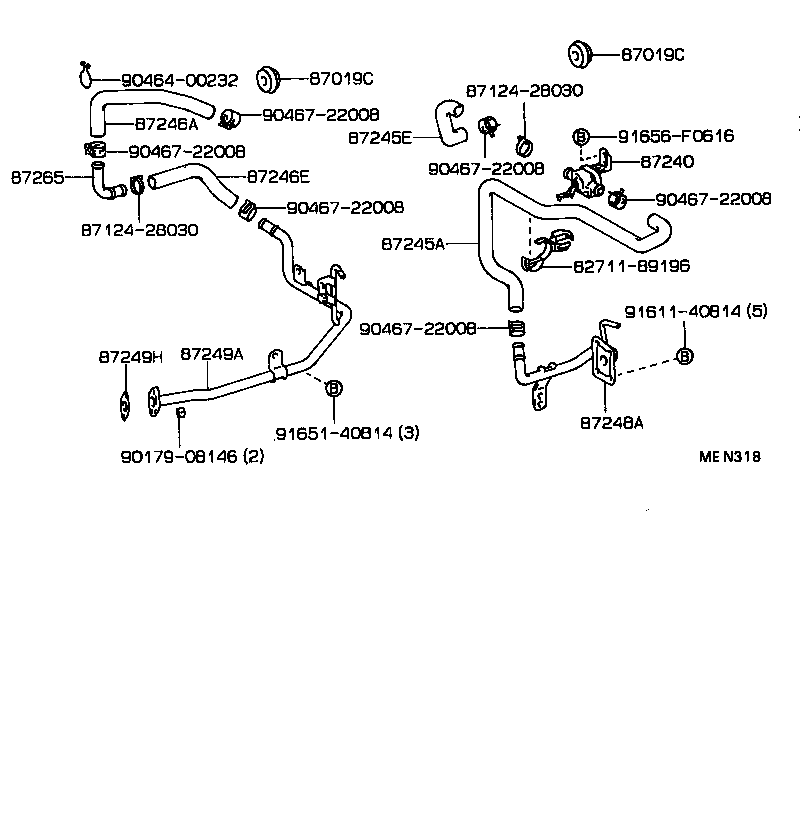 87245-35240 HOSE, HEATER WATER, OUTLET A product image