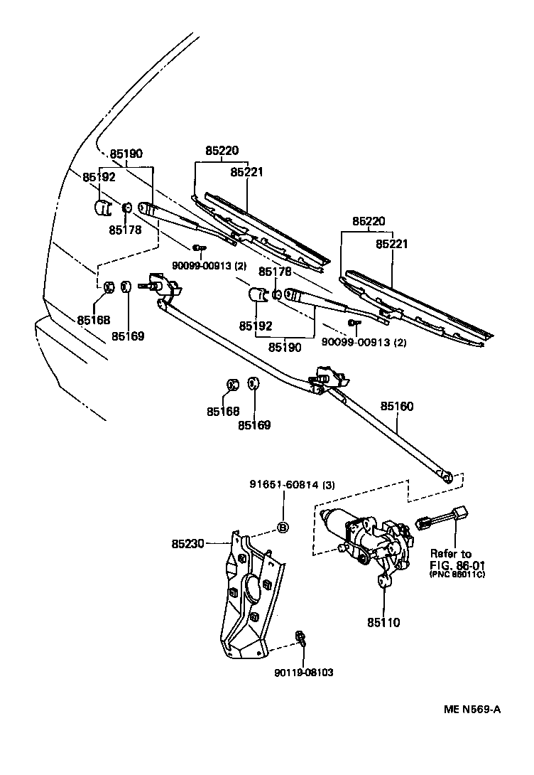 85210-95J15 ARM ASSY, WINDSHIELD WIPER product image