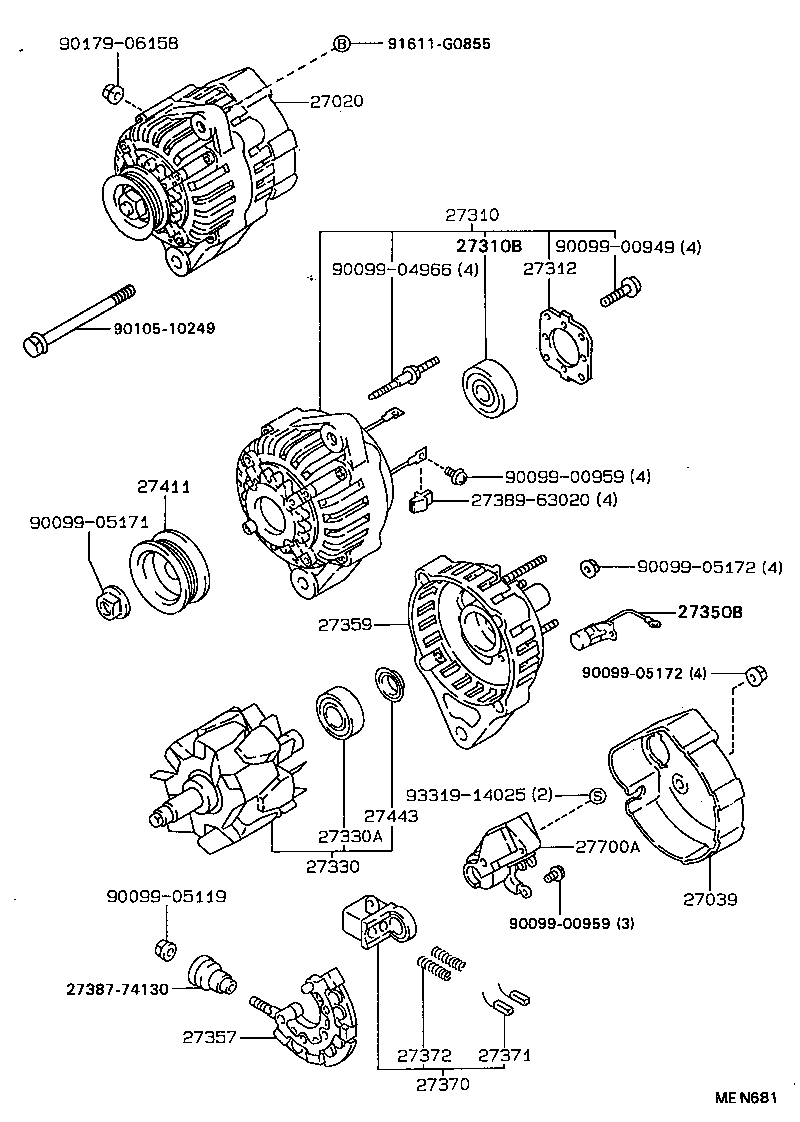 27060-74260 ALTERNATOR ASSY product image