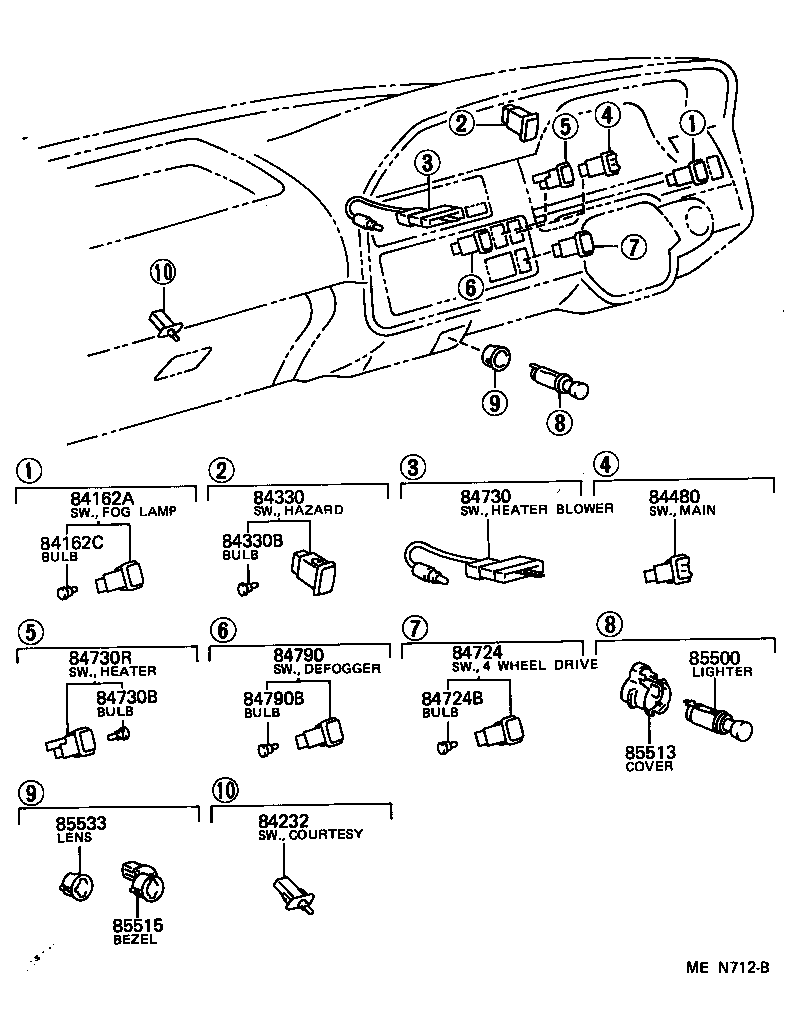 84730-95J06 SWITCH ASSY, HEATER BLOWER product image