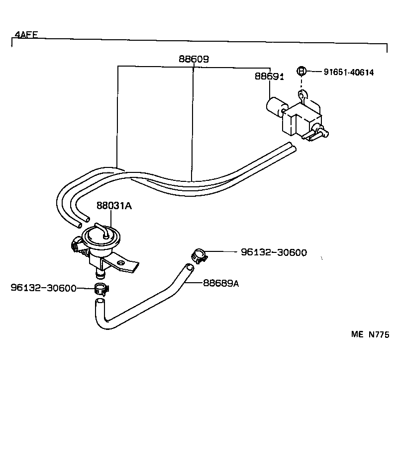 95411-10030 HOSE, VACUUM (FOR IDLE UP DEVICE), NO.1 product image