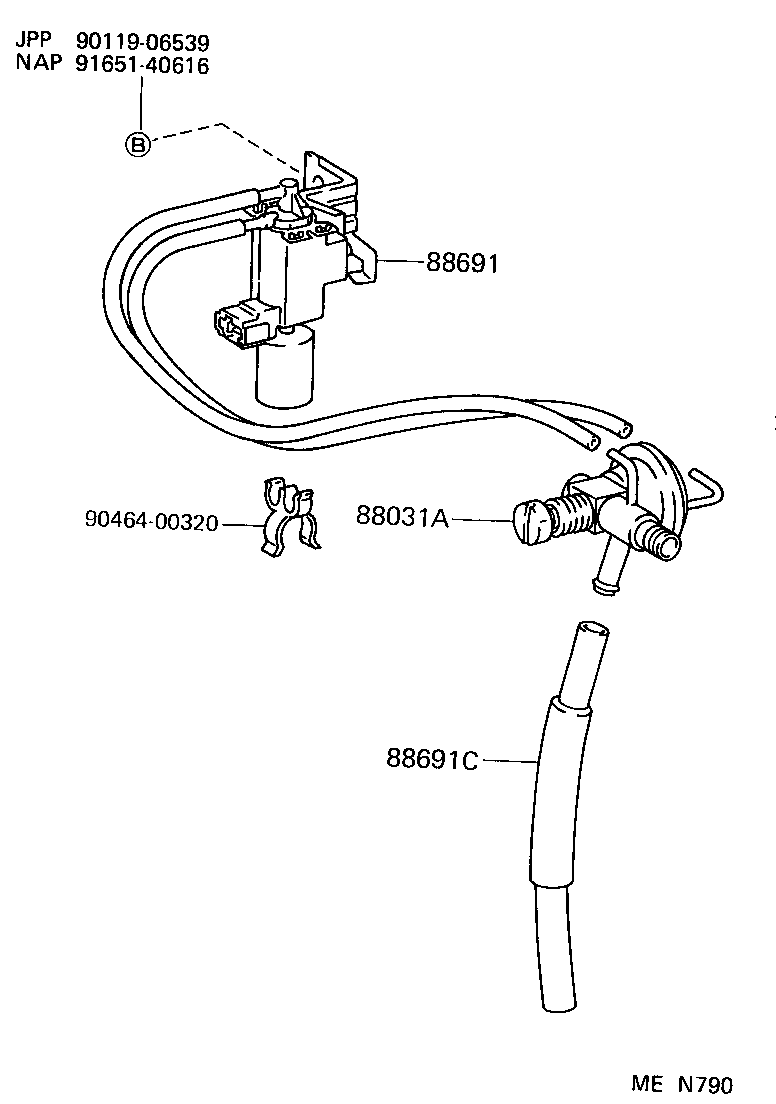 88689-03010 HOSE, VACUUM (FOR IDLE UP DEVICE), NO.1 product image