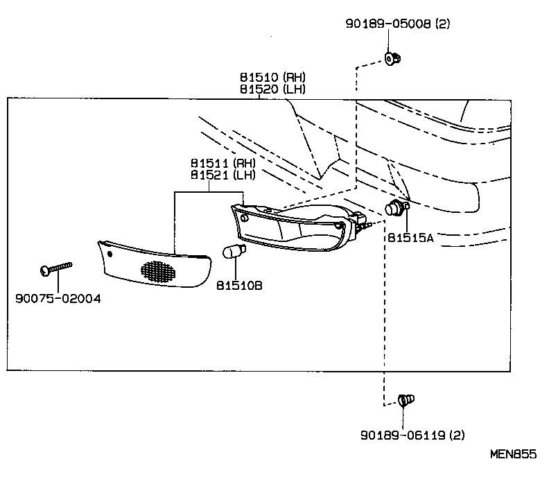 81520-20630 LAMP ASSY, FRONT TURN SIGNAL, LH product image