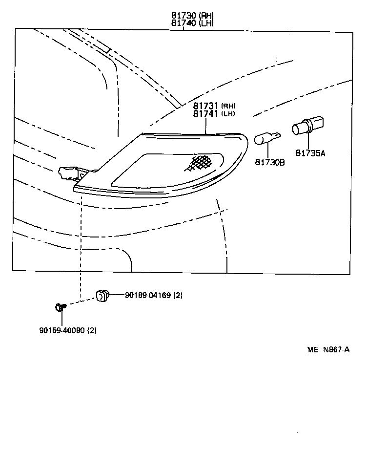 Toyota 81740-20180 LAMP ASSY, SIDE TURN SIGNAL, LH