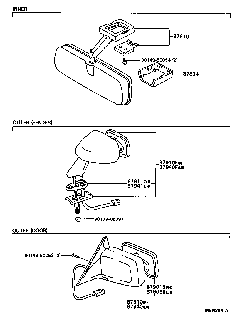 87961-22890 MIRROR SUB-ASSY, OUTER REAR VIEW, LH product image