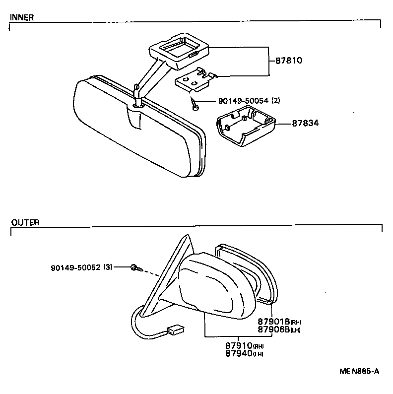 87931-2B430 MIRROR SUB-ASSY, OUTER REAR VIEW, RH product image