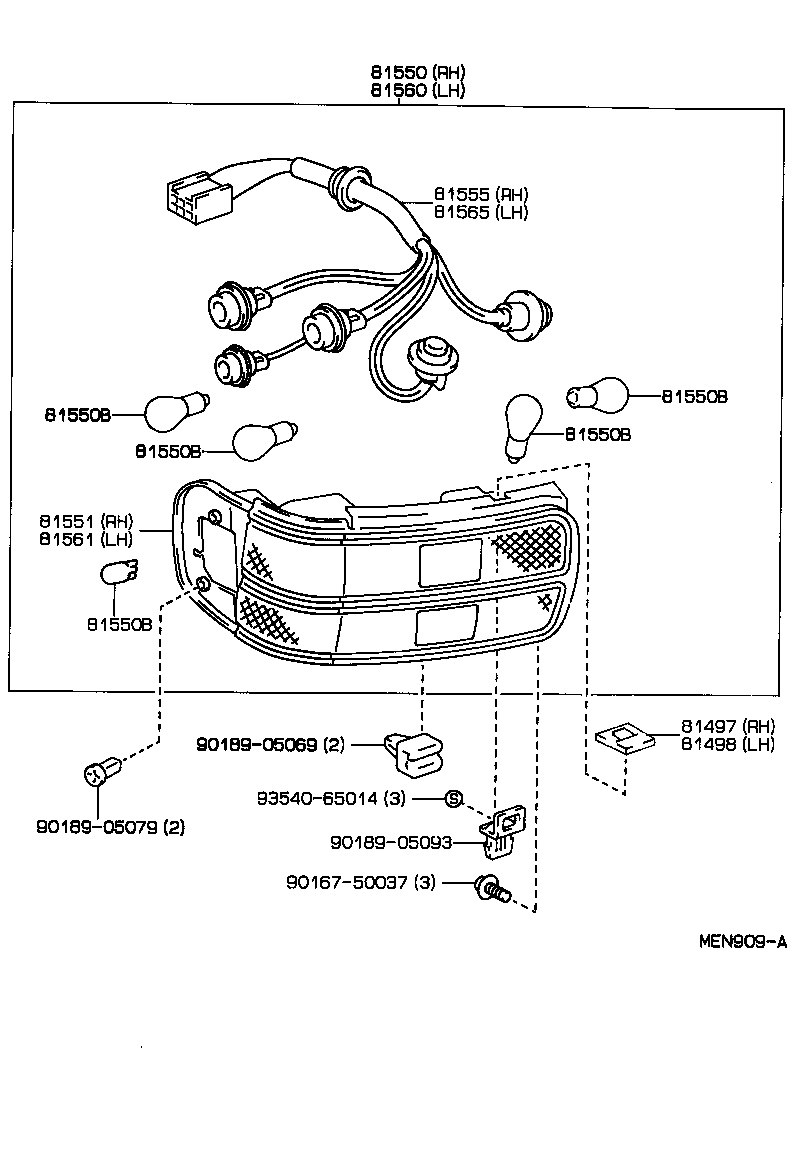 Toyota 81550-2B050 LAMP ASSY, REAR COMBINATION, RH