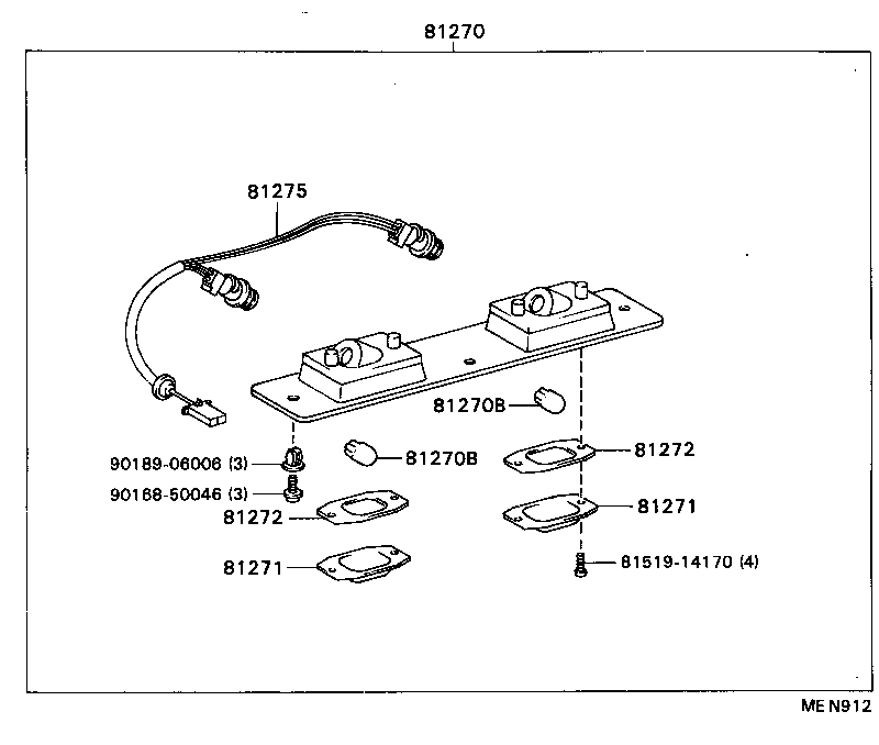 81275-20460 SOCKET AND WIRE, LICENSE PLATE LAMP product image