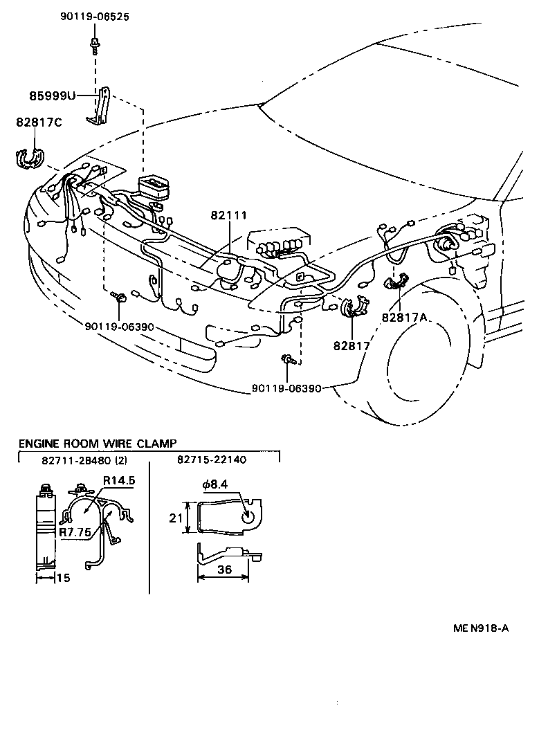 82152-2B100 WIRE, FRONT DOOR, LH product image