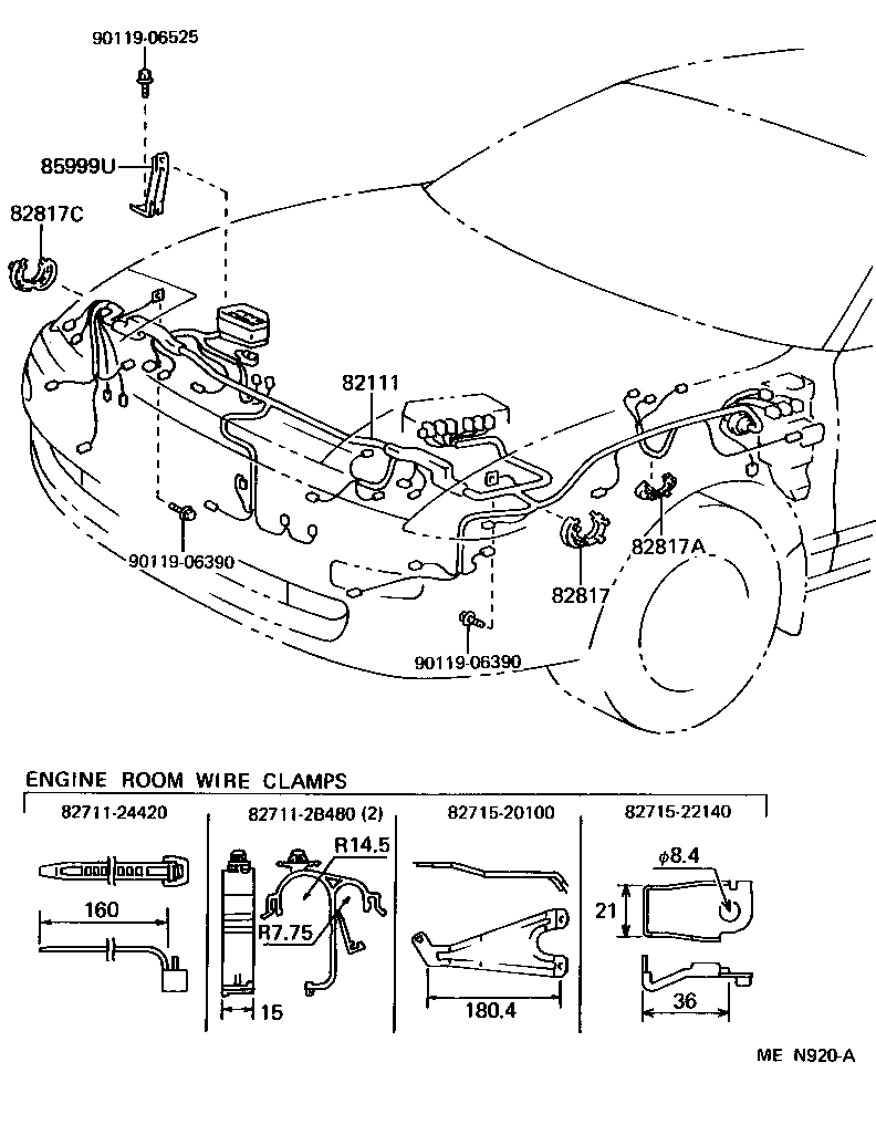 Toyota 82181-20540 WIRE, LUGGAGE ROOM, NO.1