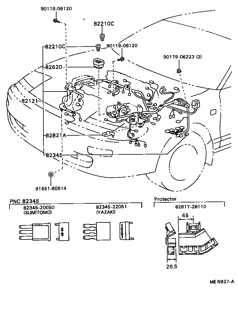82152-2B100 WIRE, FRONT DOOR, LH product image